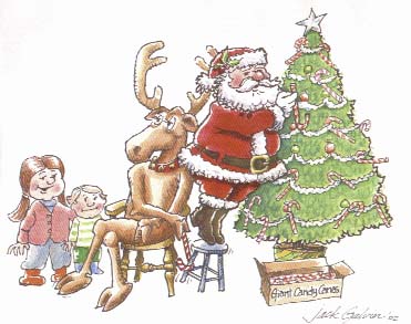 Santa and Ralph the Moose illustration
